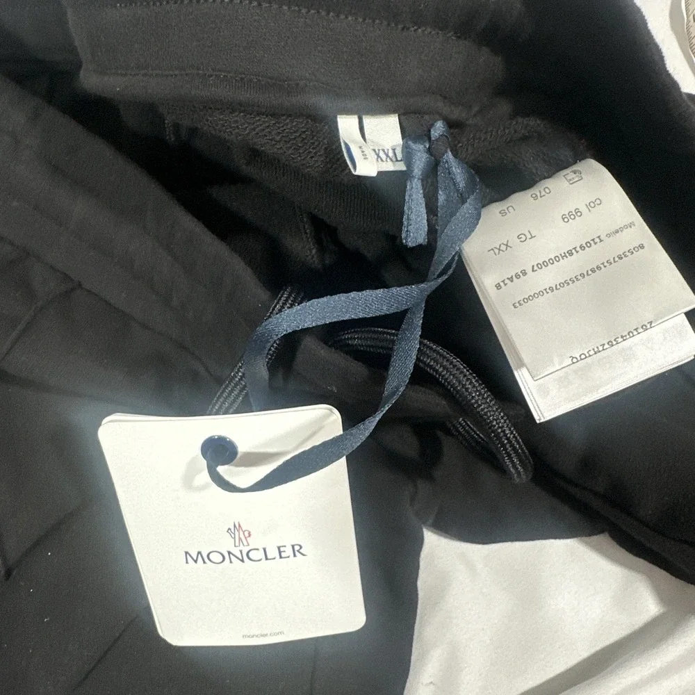 NWT $690 Moncler [ XXL ] Embroidered Logo Sweatpants in Black‎ #J1971